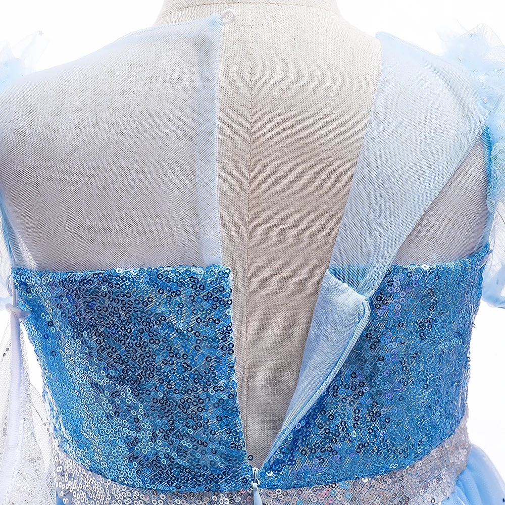 Karneval Cosplay Schneeprinzessin Party Mädchenkleider Halloween Weihnachtskostüm Pailletten Schneeflocke Geburtstagskleid für Mädchen Kinderkleidung – Detail 8
