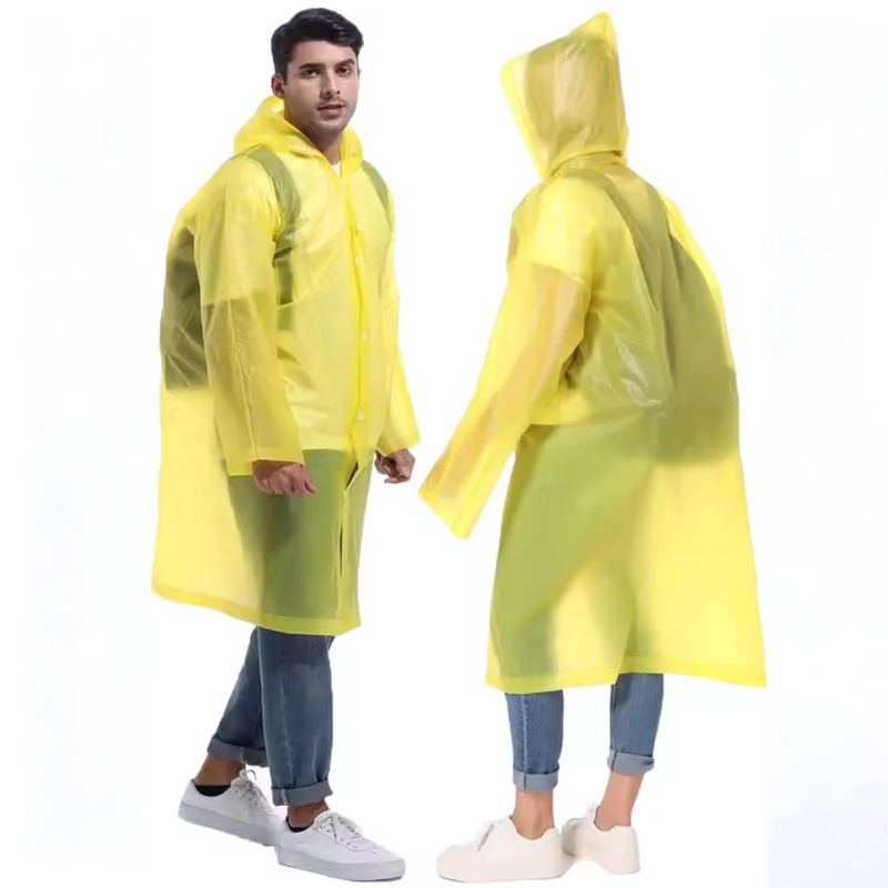 

2/4PCS Yellow Disposable Adult Raincoat Windproof Waterproof Emergency Hooded Raincoat Fishing Travel Camping Portable Tool