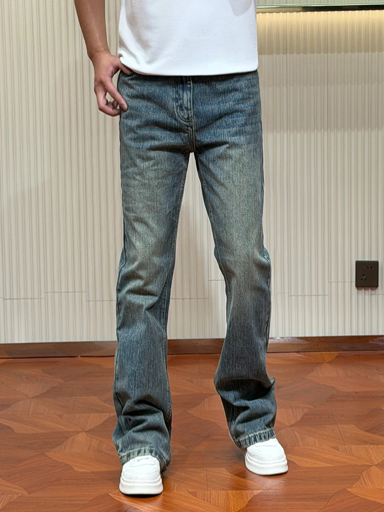 Washed Vintage Men's Jeans Loose Straight Leg Casual Trousers Youth Fashion High Street Style Autumn Winter Denim Pants