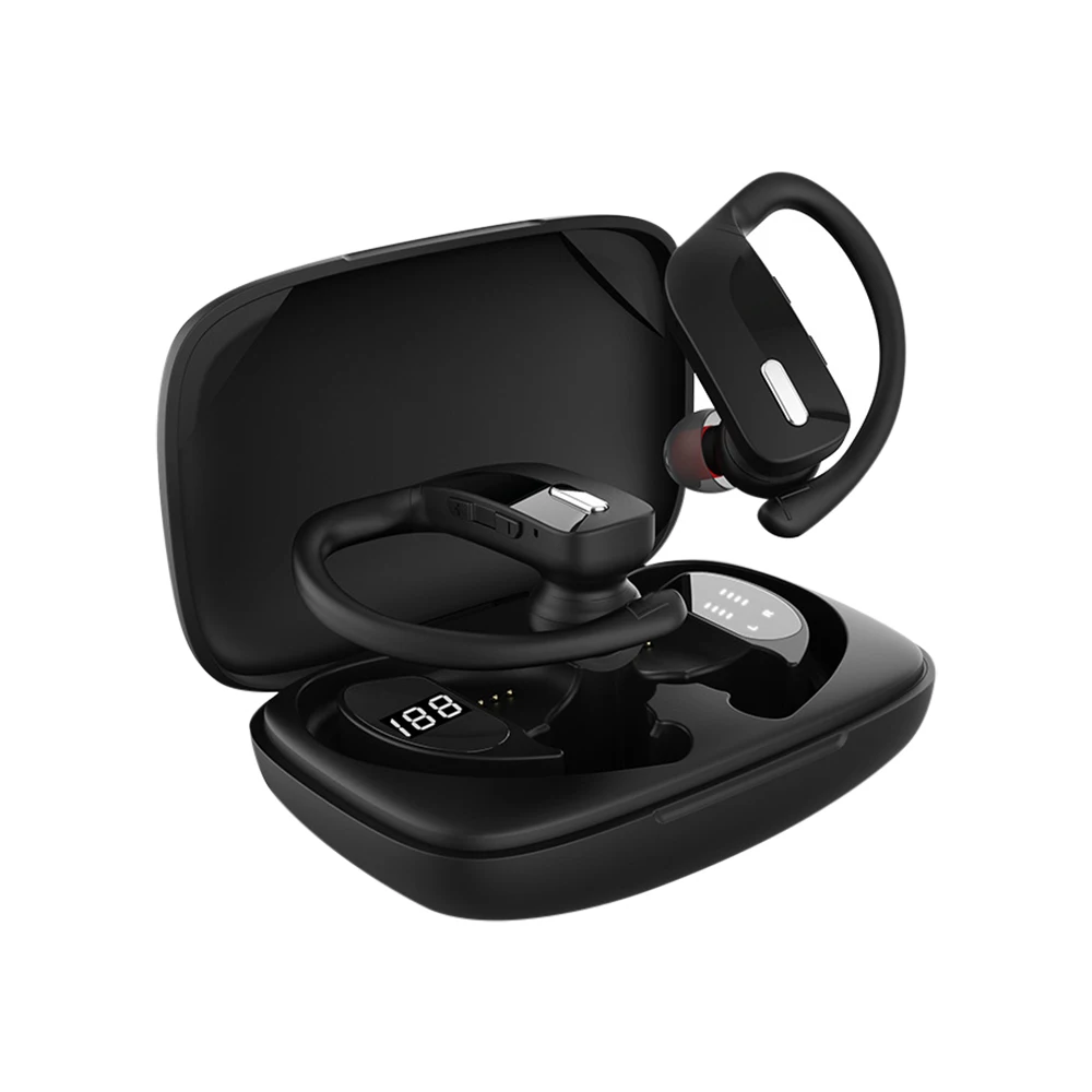 

T17 TWS Wireless Bluetooth Headset with Mic Earbuds LED Display Ear Hook Wireless Headphones Stereo Bluetooth Earphones