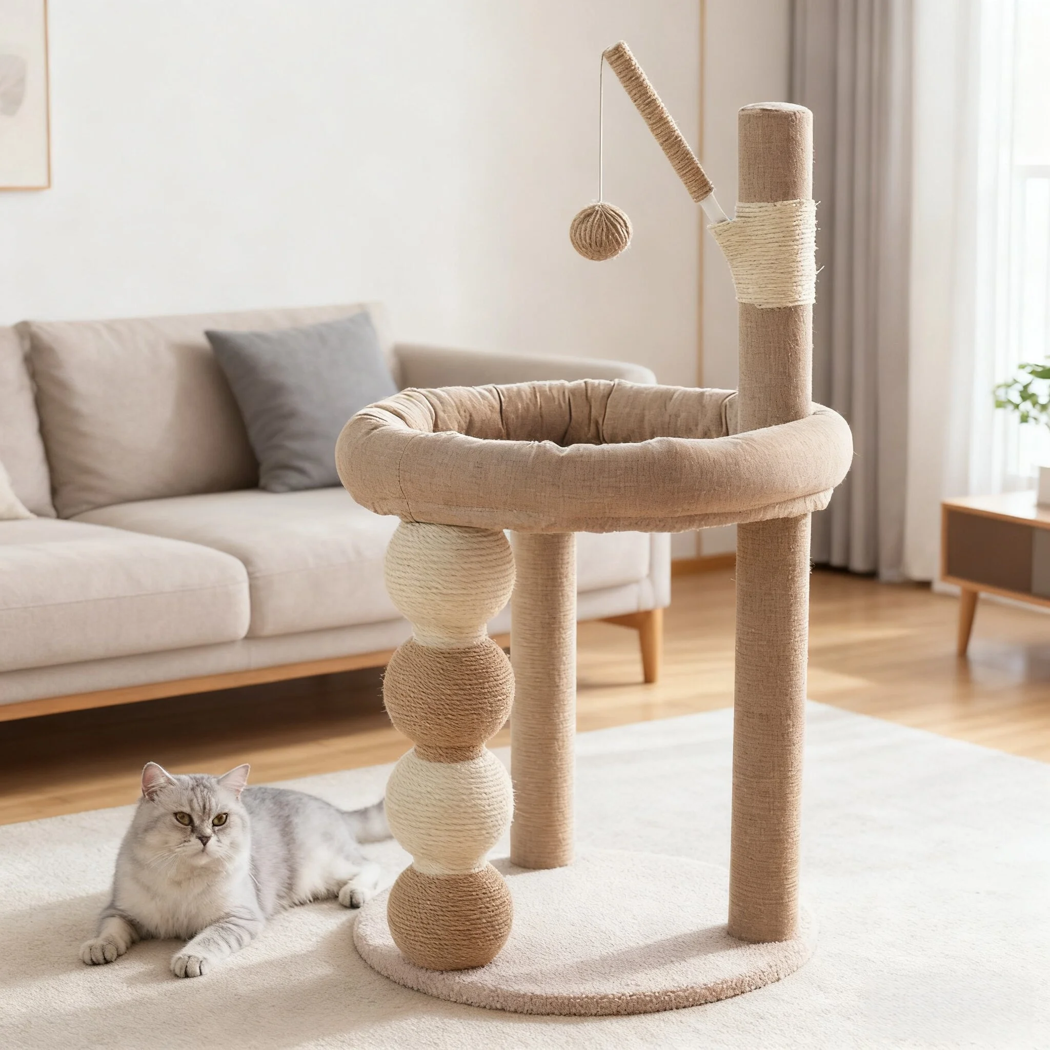 

Integrated Sisal Cat Scratching Post and Bed Non-Shedding Cat Tree Export Cat Climbing Frame