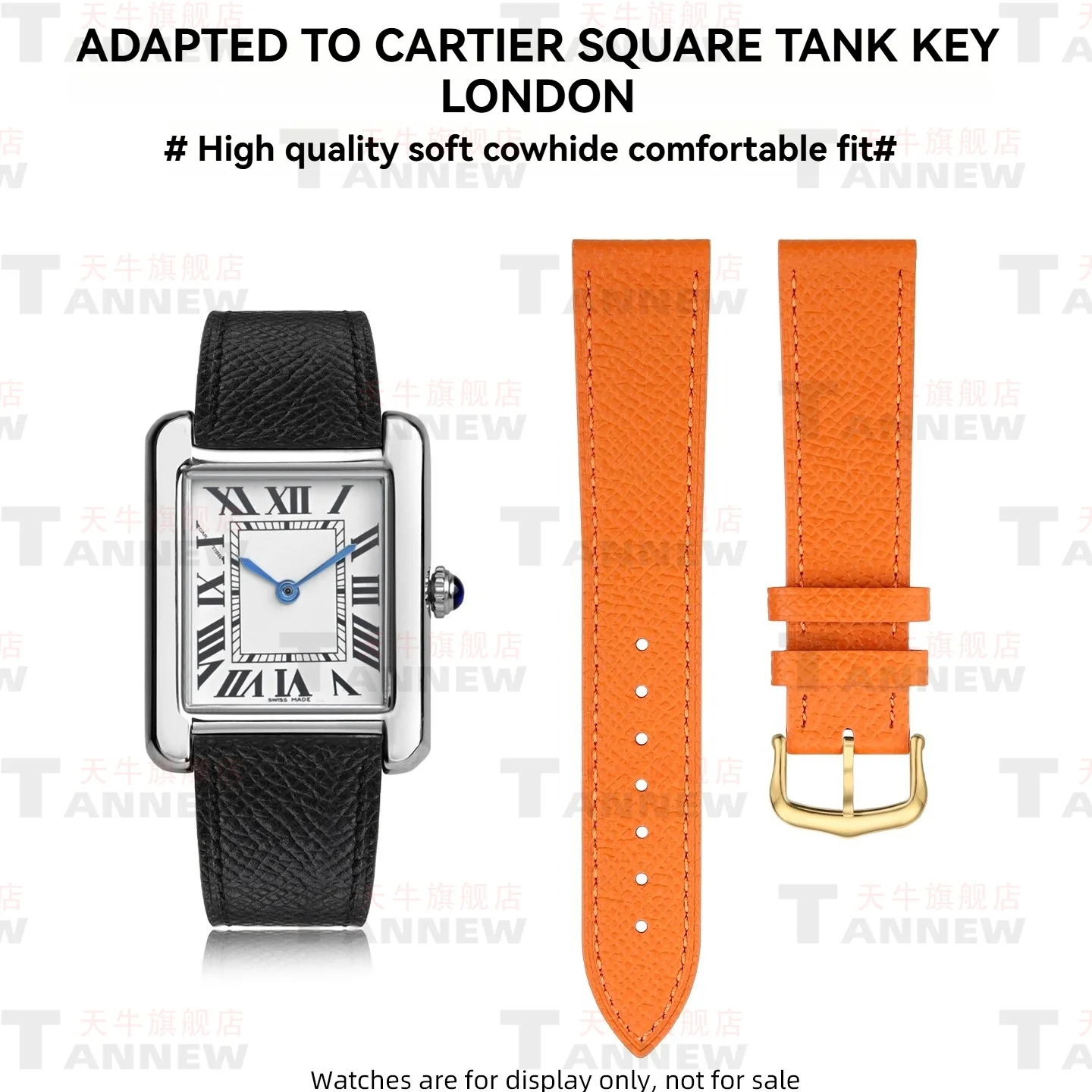Correa de reloj de cuero genuino de 15mm, 16mm, 18mm, 20mm para Cartier Tank Santos Must London Clé de Cartier, correa de repuesto de lujo unisex