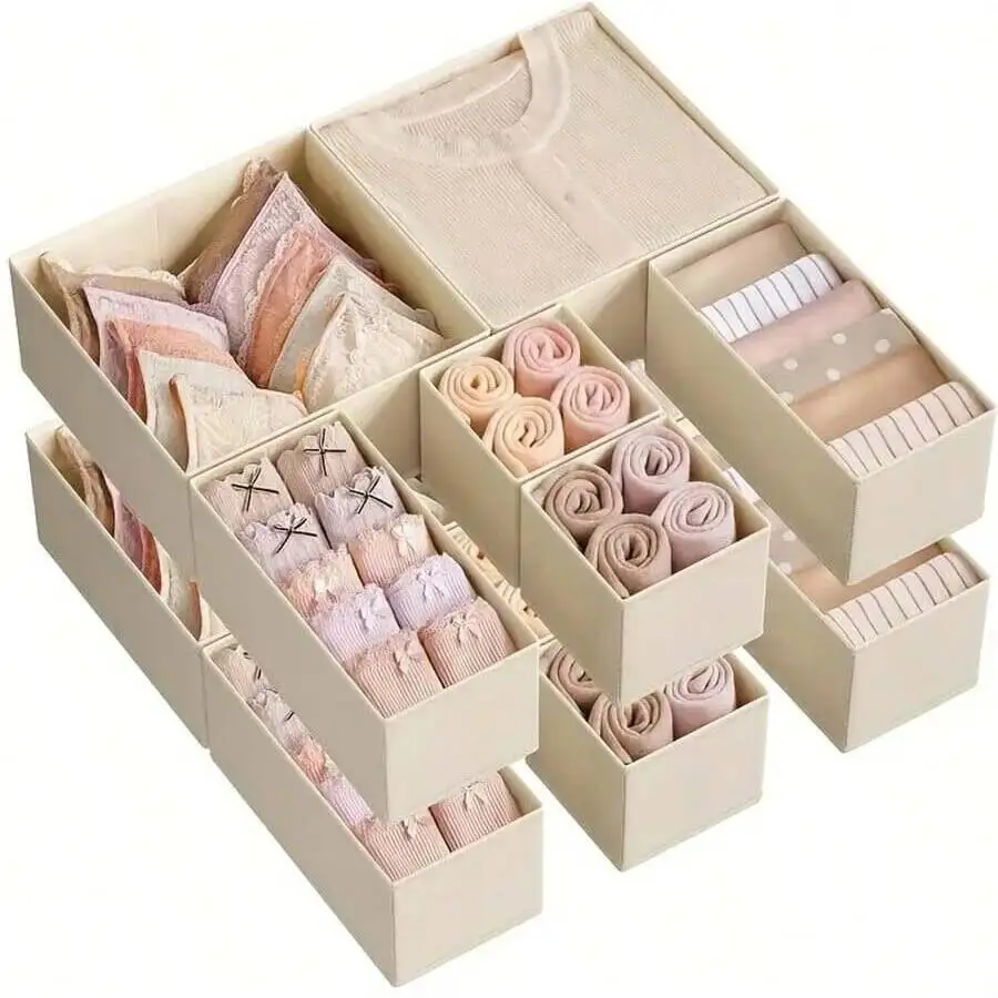 

Foldable Underwear Organizer Set Hard Storage Boxes For Bra Socks • Drawer/Closet Clothes Organizers
