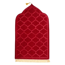 For Muslim Ramadan Worship Kneel Portable Travel Prayer Rug Flannel Carpet Non-slip Soft Embossing Floor Carpets Prayer Mat