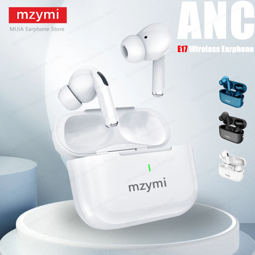 Mzymi auriculares inalámbricos verdaderos E17 ANC Bluetooth 5,3 auriculares con cancelación activa de ruido en la oreja auriculares estéreo HiFi para XIAOMI