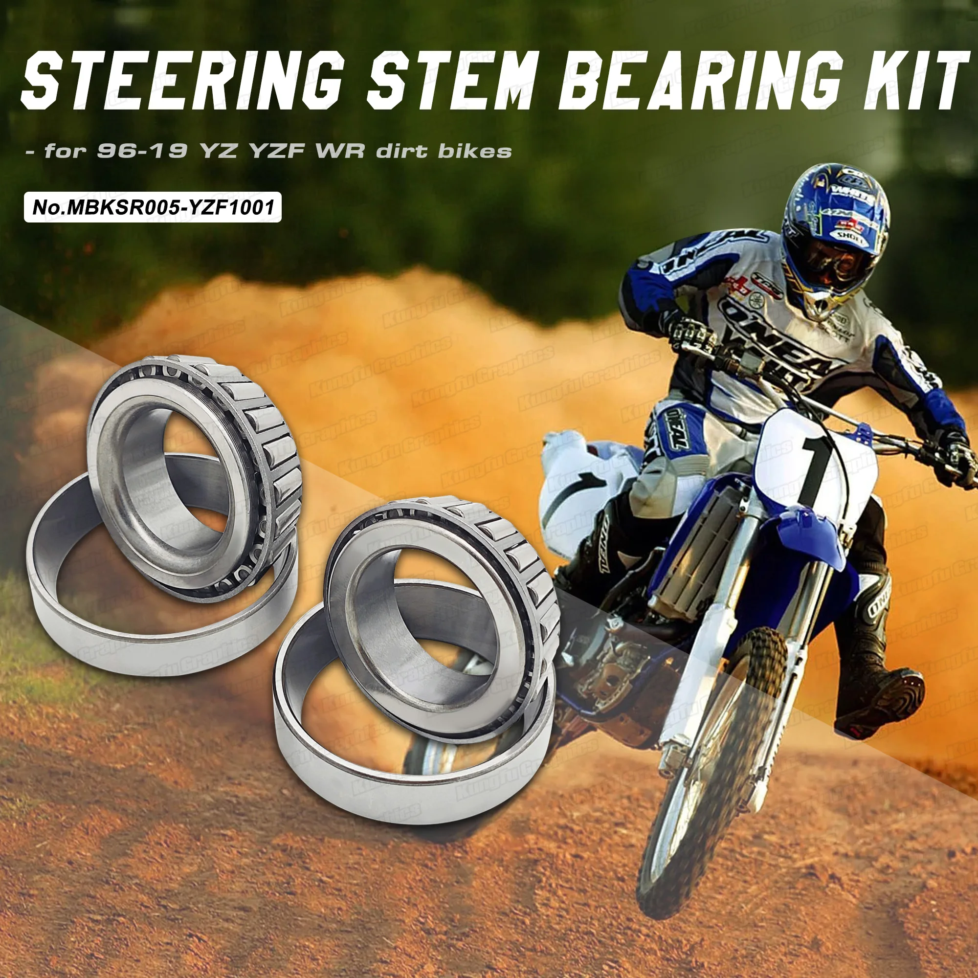 

Motorcycle Steering Stem Bearing Rebuild Kit Tapered Roller OEM Replacement for YAMAHA YZ125 YZ250 YZ250F YZ450F WR250F WR450F