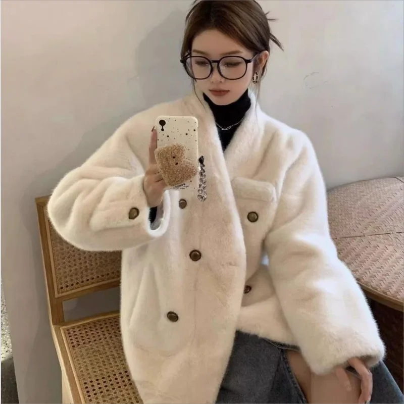 2023 Winter New Advanced Sense Of Environmental Protection Fur Coat Women Loose Imitation Mink Fur One Ermine Coat