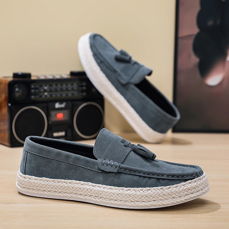 

Men's Dress Shoes Are Casual Men Flowing Su Le Fu Shoes Made of Suede Material Comfortable and Non Slip Flat Shoes Walking Shoe