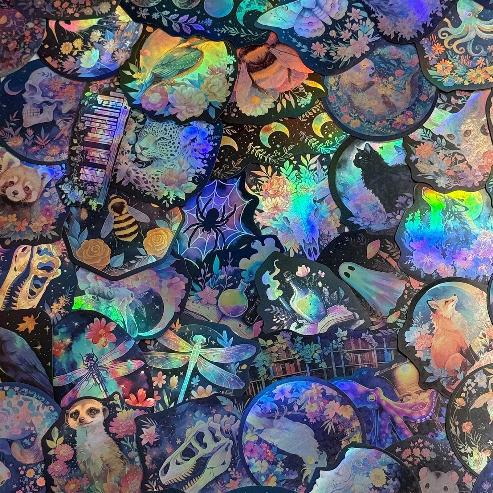 

10/50pcs Cool Laser Cartoon Forest Plants Animals Stickers Waterproof Graffiti DIY Notebook Laptop Water Bottle Luggage Sticker