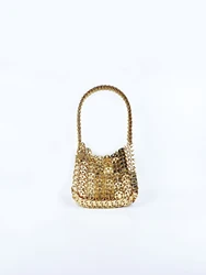 Hot selling fashion Korean version gold aluminum sheet, niche, high-quality, temperament, versatile woven handbag