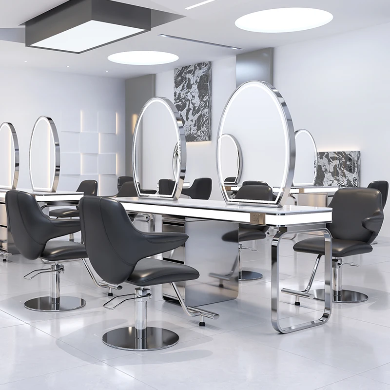 Modern Stainless Steel Salon Mirror Table For Hair Salons High-End Salon Equipment With Gym & Mall Applications