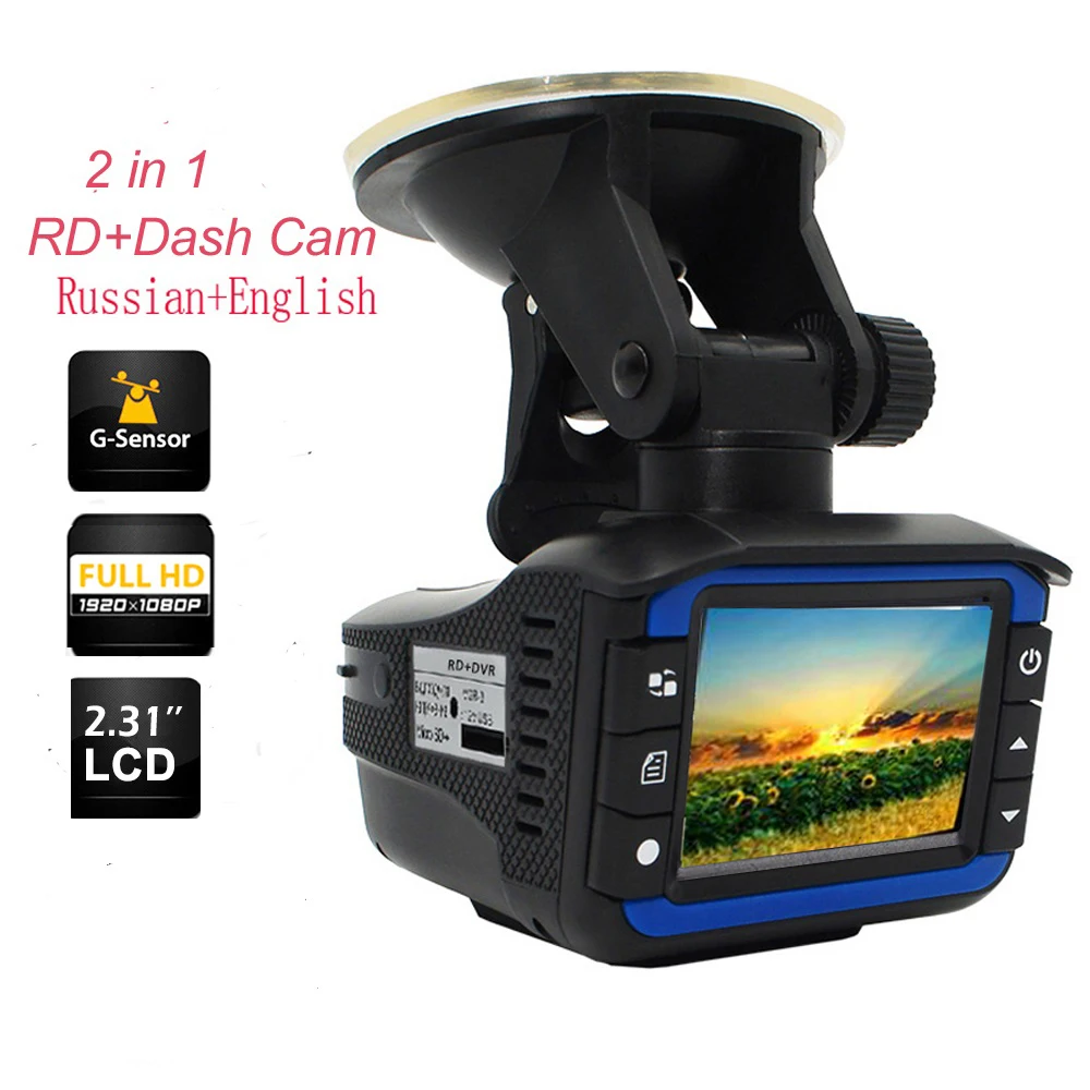 

2025 Car Dash Cam Recorder 2.4" DVR Camera VGR3-Plush 2 in 1 Car Detector RD Recorder English Or Russian Language Update Version