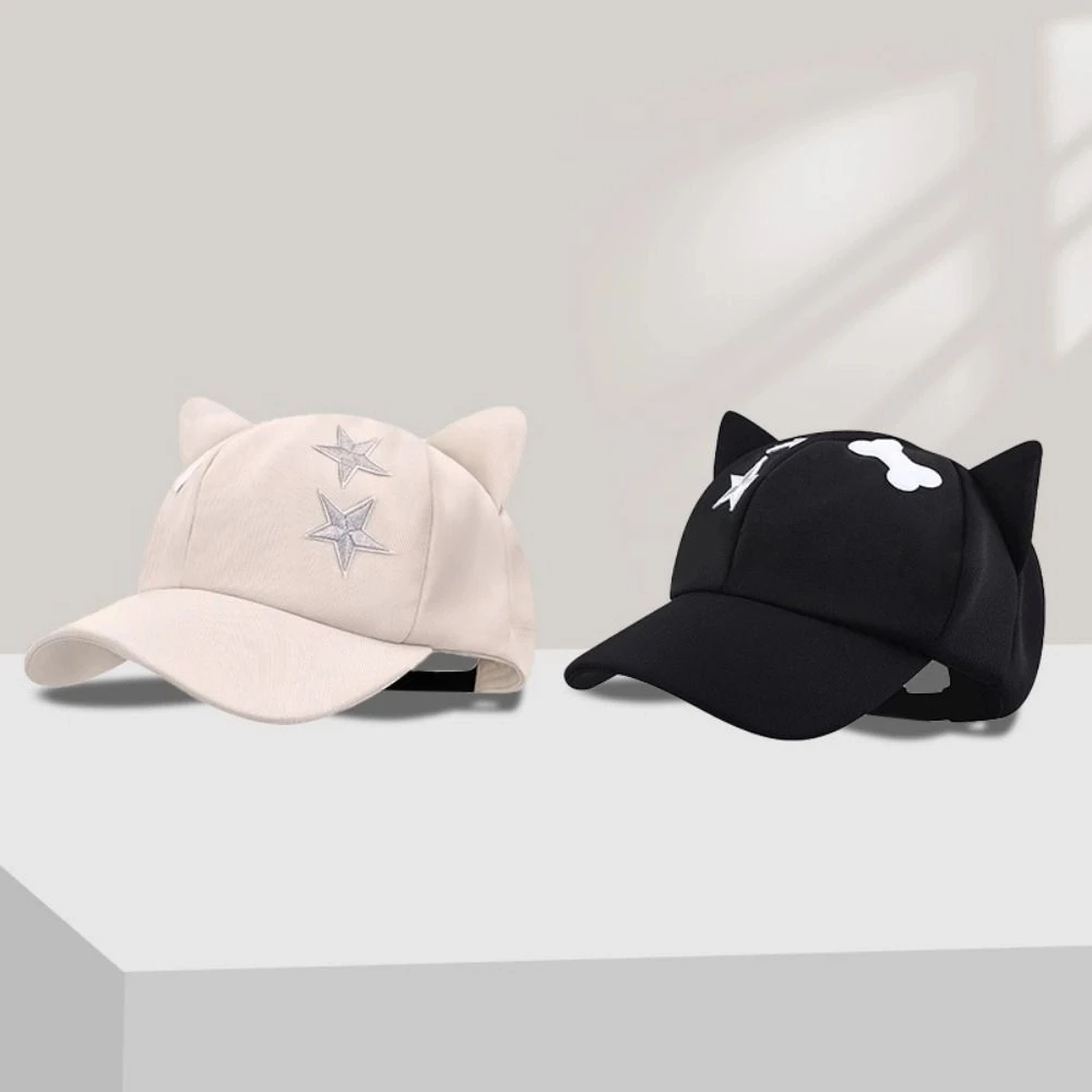اليابانية لطيف آذان القط قبعة بيسبول Y2k Harajuku ستار بلغت ذروتها قبعة عادية الحلو قناع قبعة المرأة