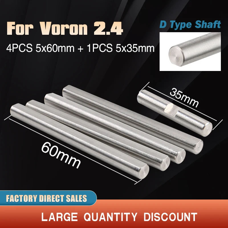 Voron 2.4 Bearing Steel Rod D Type Shaft Grind Flat Linear Rail Round Length 35mm 60mm Diameter 5mm For Voron Motion Parts