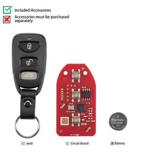 Imagen 2 del producto Xhorse XKHY21EN llave remota de cable de segunda generación 3 + 1 botones para Hyundai tipo versión en inglés 10 unids/lote