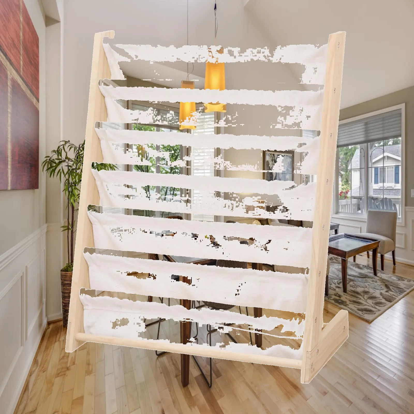 Kids Sling Bookshelf Wood Bookcase Boys Girls Children Book Rack Storage