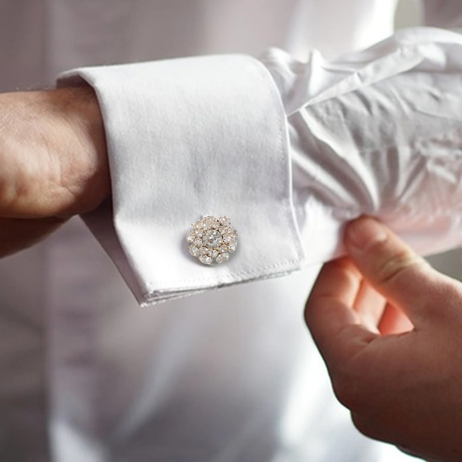 

3Pairs Button Covers Sleeve Button Jewelry Alloy Rhinestone Detachable Cufflinks Covers Shirt Cuff Dress Shirt Suit Tuxedo