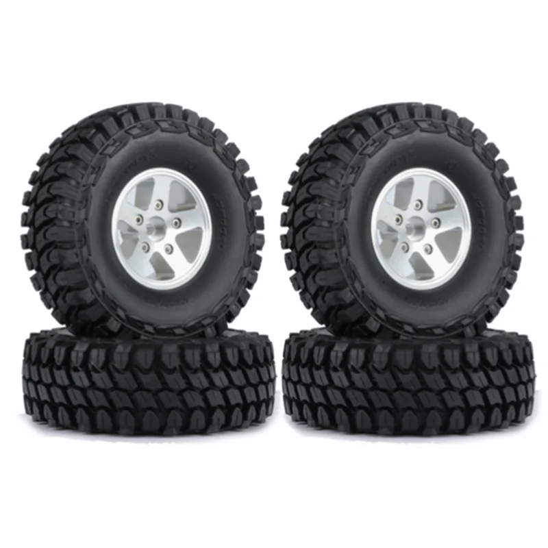 4Pcs 110mm Metal 1.9 Beadlock Wheel Rim Rubber Tire Set for 1/10 RC Crawler Car Axial SCX10 Traxxas TRX4 D90 Redcat,2