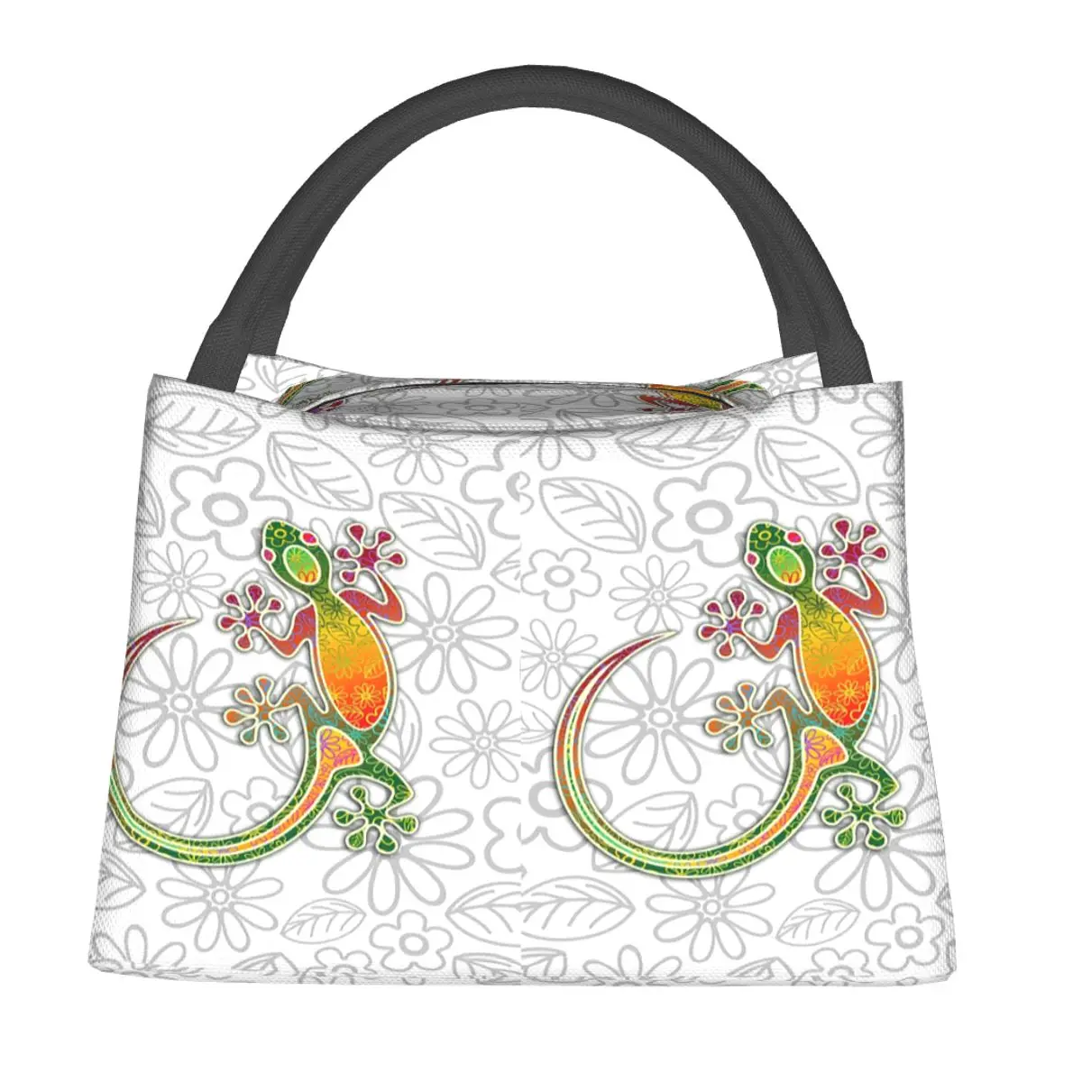 Gecko Ethnic Tribal Lizard African Insulated Lunch Bag for Women Kids Portable Food Boxes Thermal Lunch Box Tote