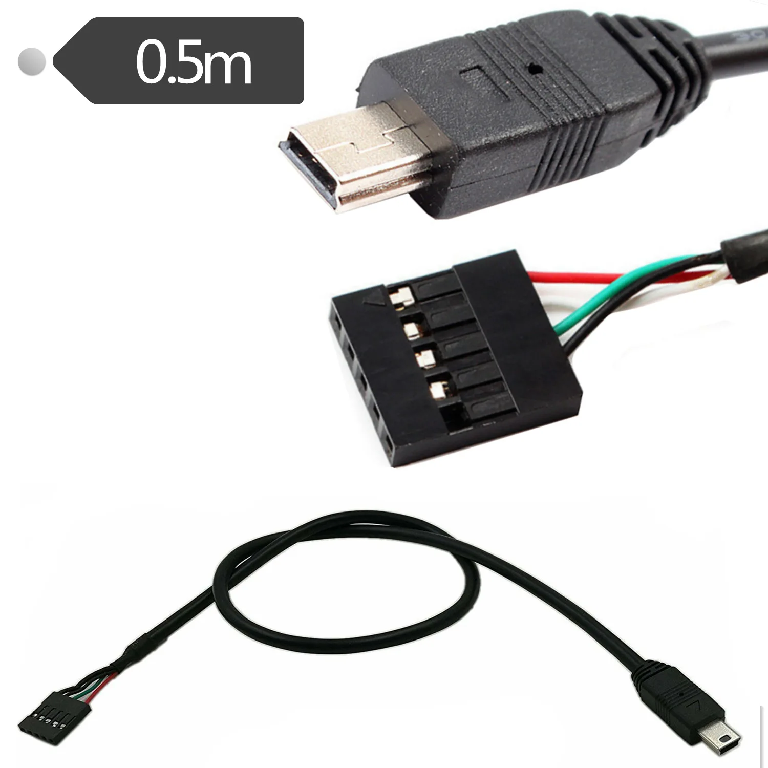 50 سنتيمتر Mini 5pin ذكر إلى 5Pin أنثى 0.1 "USB رأس PCB اللوحة كابل الحبل