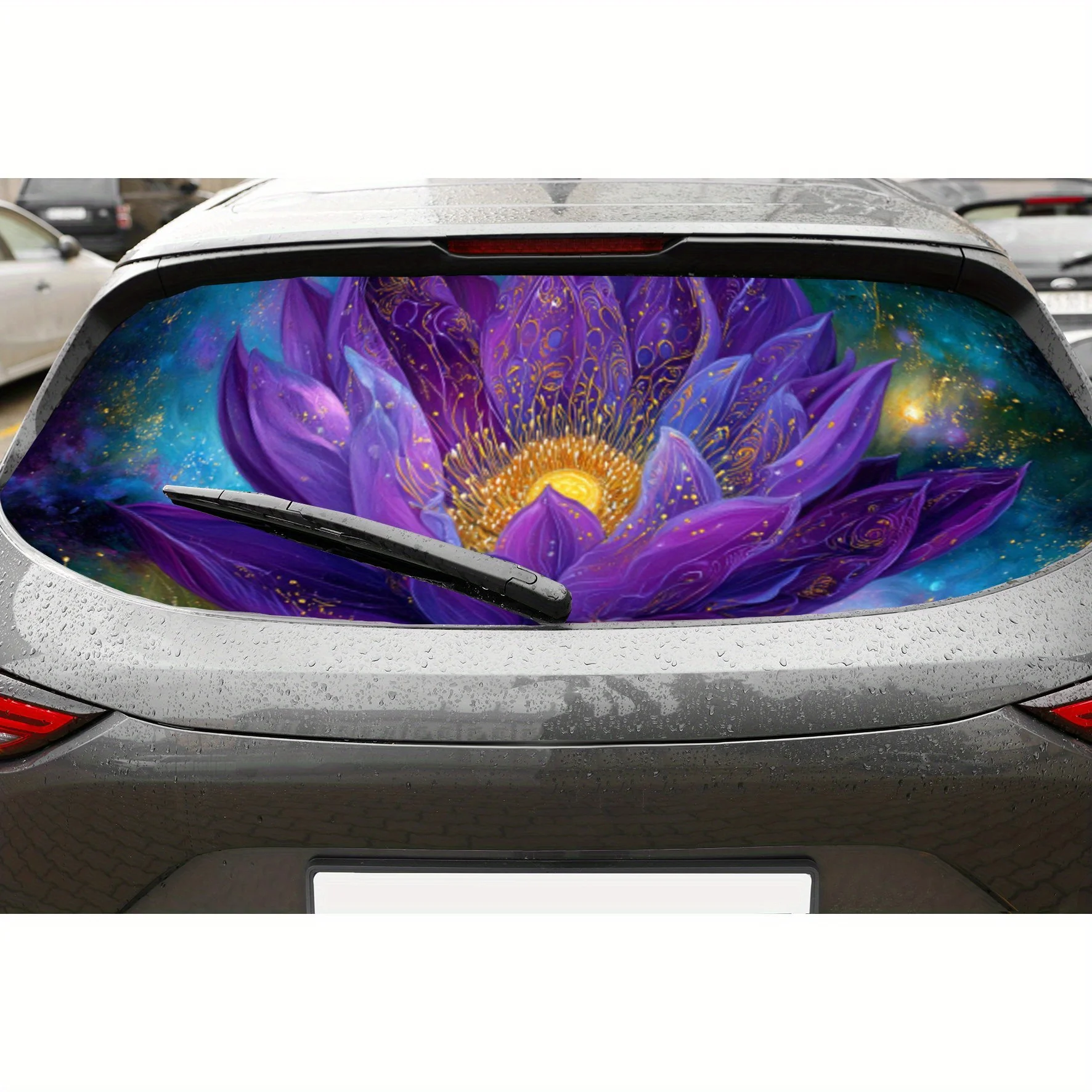 

Fantasy Star Lotus PVC Perforated Car Vinyl Wraps, Durable Car Rear Windshield Sticker, Waterproof Car Rear Window Decal, Privac