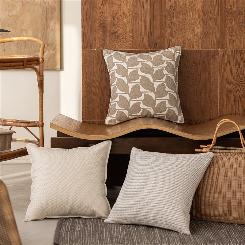 45X45CM Nordic Cream Fresh Throw Pillow Cover Light Brown Abstract Stamping Waist Cushion Cover Decor Home Decorative Pillowcase