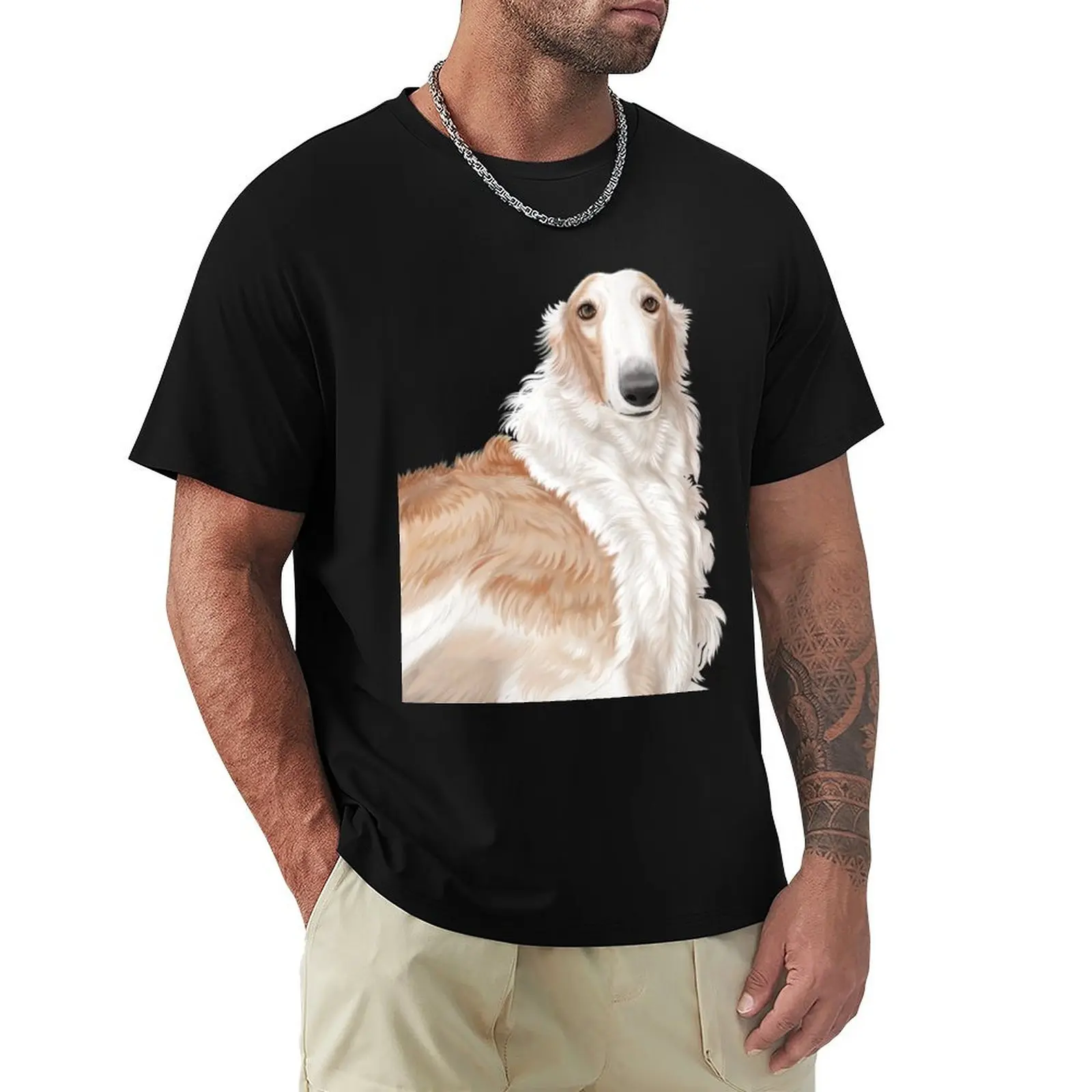 

Borzoi portrait T-Shirt oversizeds funny costumes blacks tee shirts for men