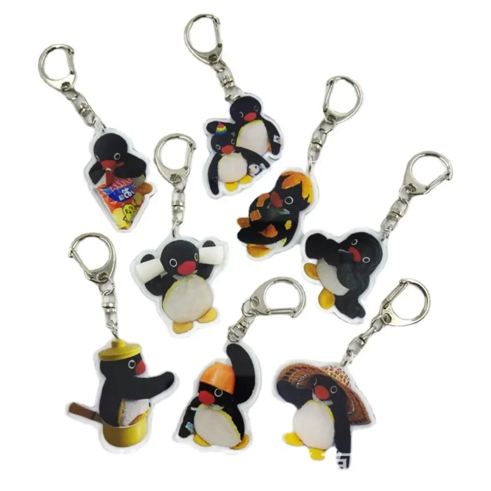 Penguin Figure Action Doll Keychains ROBBY PINGI Anime Doll Kawaii Toy Christmas for Kids Car Pendant Animal Administrator Gifts