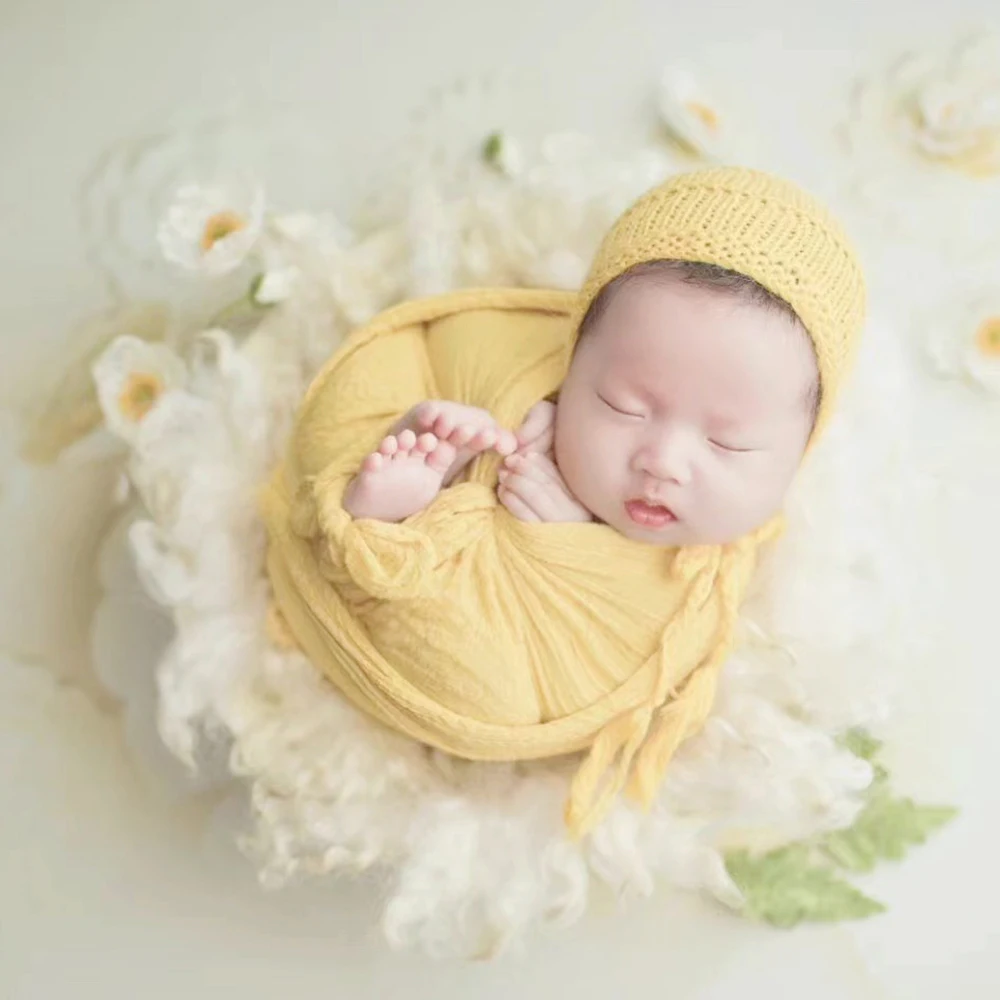 Pasgeboren Kaasdoek Wrap Baby Fotografie Rekwisieten Poseren Stof Katoenen Stretch Deken Hand Geverfd Pasgeboren Laag Wrap