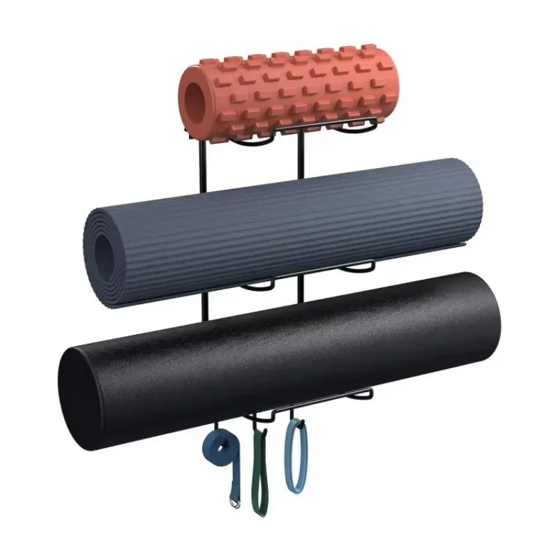 Wall Mounted Yoga Mat Storage Rack 3 Tier Foam Roller Holder Organizer Sport Equipment Storage Organizer For Home,Gym