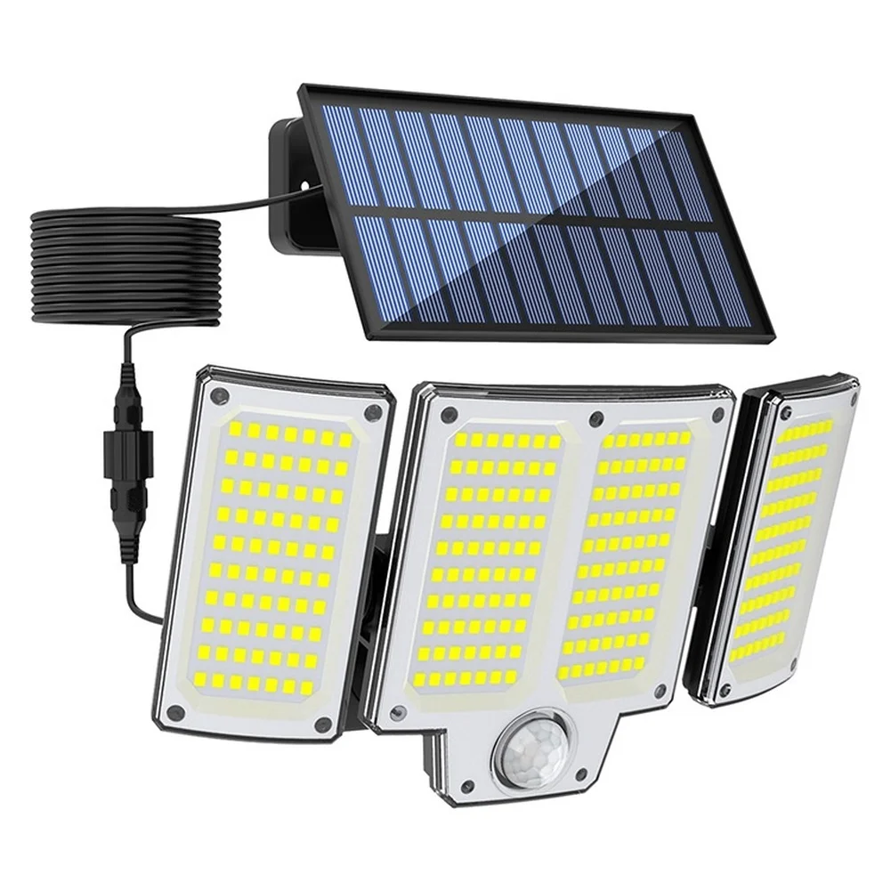 Solar Motion Sensor Light 3 Head Rotatable Outdoor Garden Wall Lamp Waterproof Sensing Lighting For Garages Porches Streetlights