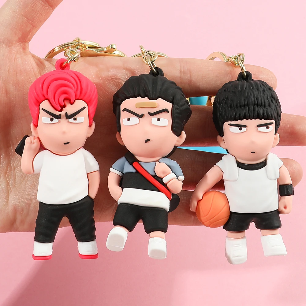 Japanese Anime SLAM DUNK Keychain Sakuragi Hanamichi Rukawa Kaede Hisashi Mitsui Action Figure Bag Pendant Key Chain Model Toys