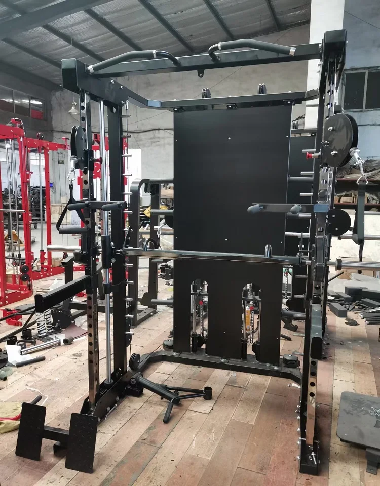 Professional Fitness Equipment Multi-function Smith Machine & Squat Rack & Dual Adjustable Puelly in One