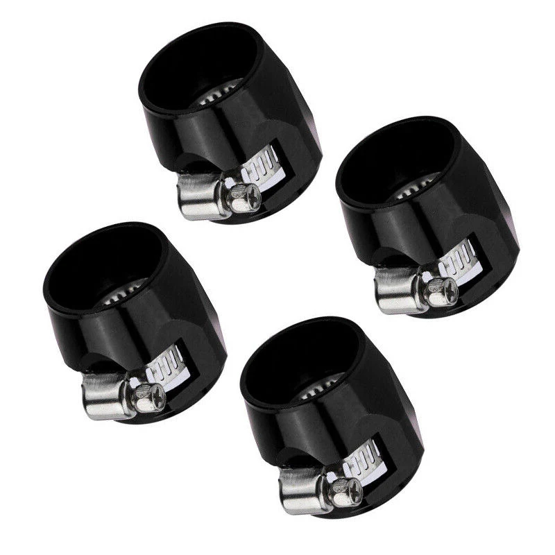 4 pieces for Car Engine Fuel Hose Clip Folder Accessories Universal AN6 Black Aluminum