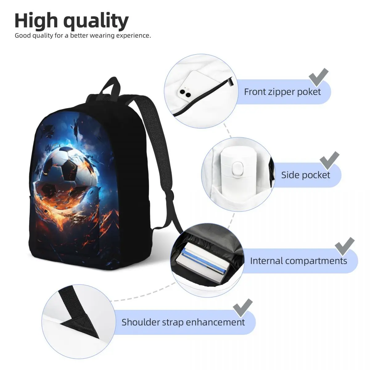 Mochila esportiva para homens e mulheres, estudante adolescente, caminhadas, viagem, mochila, futebol, faculdade, bolsa de ombro, ao ar livre