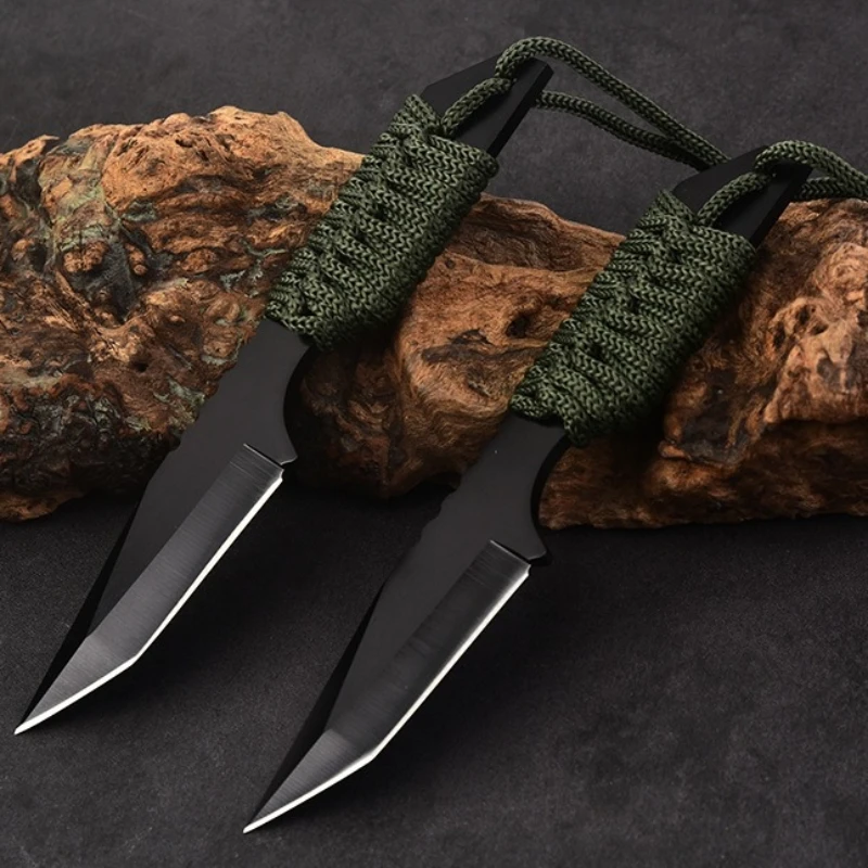 Outdoor high hardness straight knife wilderness survival camping knife jungle camouflage hunting knife