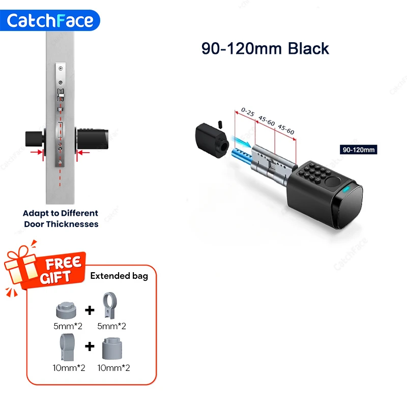 IP66 Wasserdichtes 2026 Neue Generation TUYA APP Fingerabdruck-Passwort Digitales RFID-Karten-Zylinder Smart Türschloss 60-90 90-120