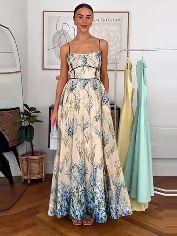 Женское платье макси полиэстер принт