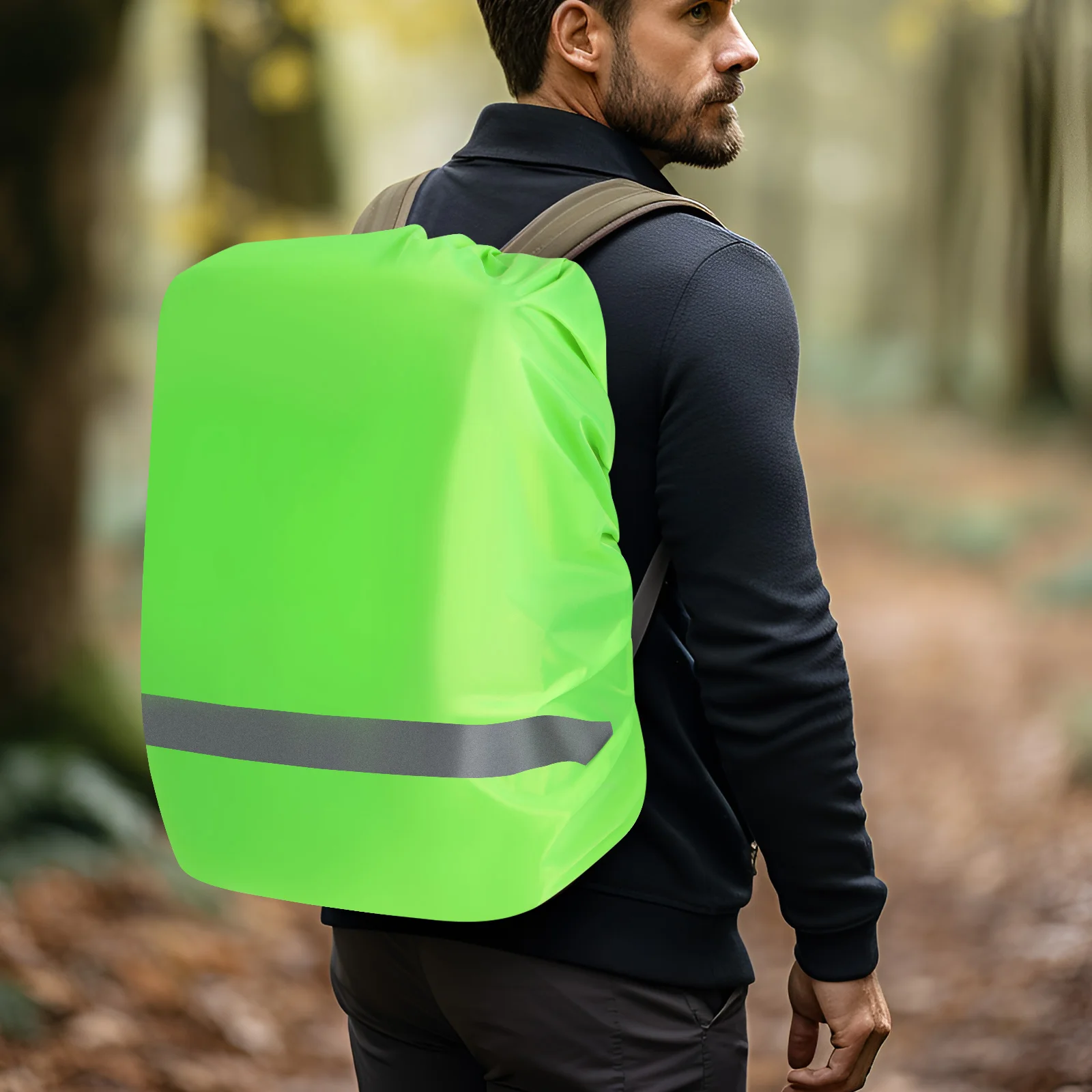 

3 Pcs Backpack Rain Cover High Visibility Water Proof Covers for with Safety Reflectors Polyester Hiking Gear