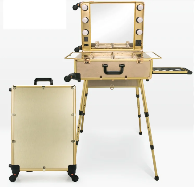 Trolley cosmetic case Rolling luggage Makeup Toolbox, Beauty Box dressing table suitcase bag Professional