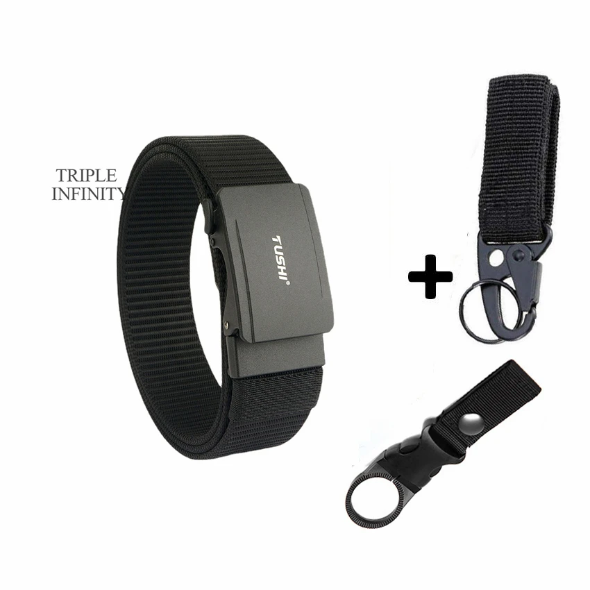 New Metal Automatic Buckle Nylon Tactical Belts For Men Adjustable Trousers Waistband Outdoor 3.8cm Width Sports Belt Quick Dry
