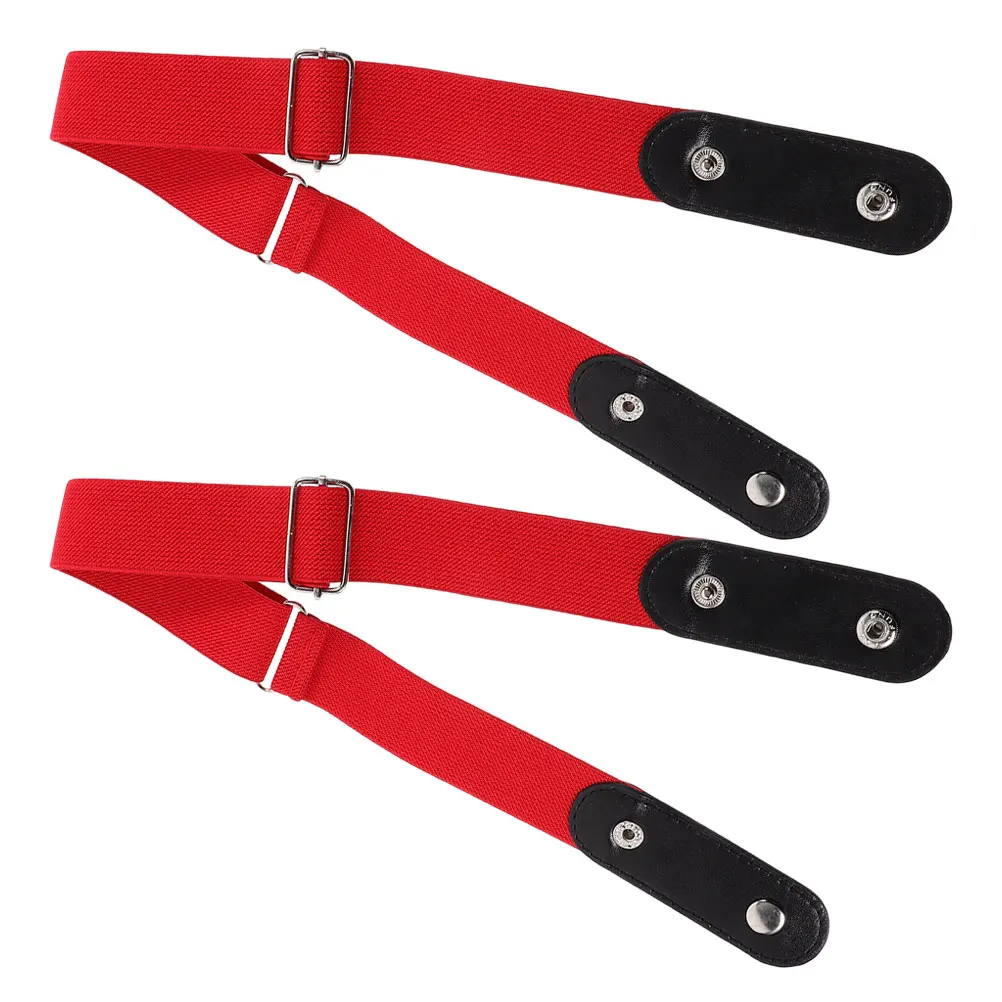 

2pcs Elastic Waistband Belt Invisible No Buckle Stretchy PU Pants Jeans Belts Adjustable Band Comfortable Wide