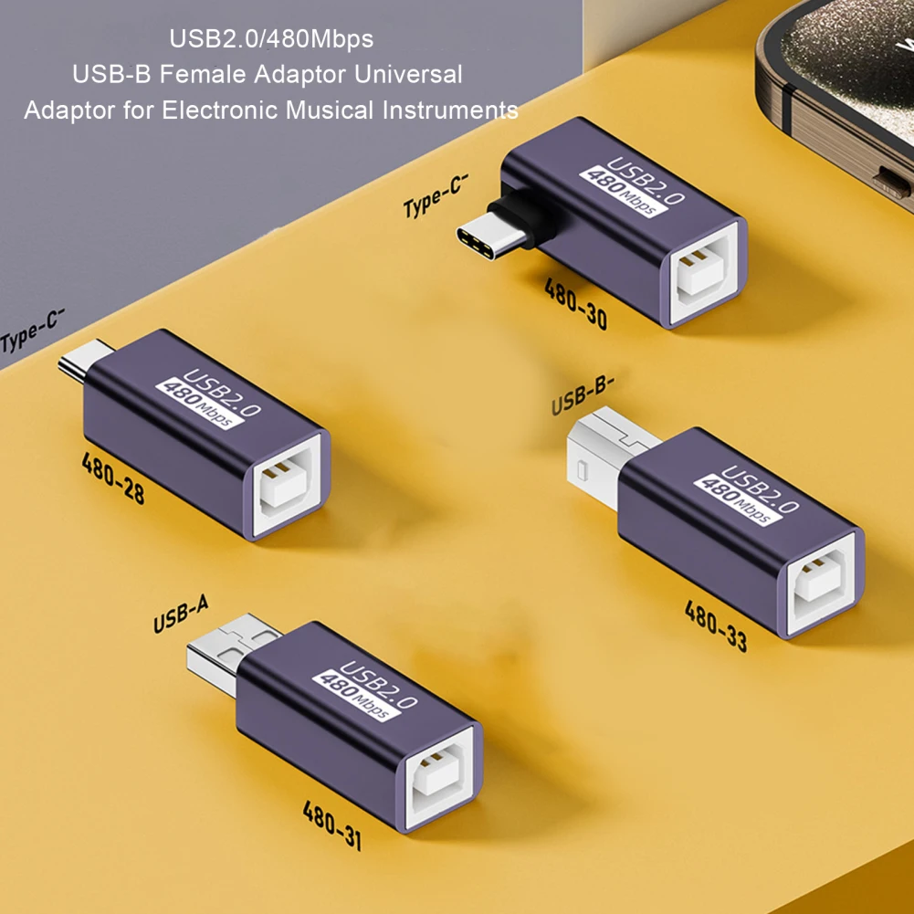 USB 2.0 B Female To USB Type C Male Adapter Converter USB C To USB B Printer Converter For Music Keyboard Laptop Printer