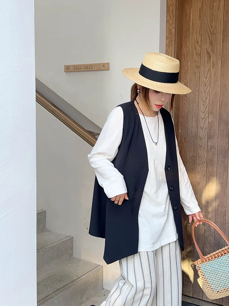 

Vogana Large Size Original Casual Commute Color Waist-Cinching Slimming V-Ne Vest Women Autumn Faion