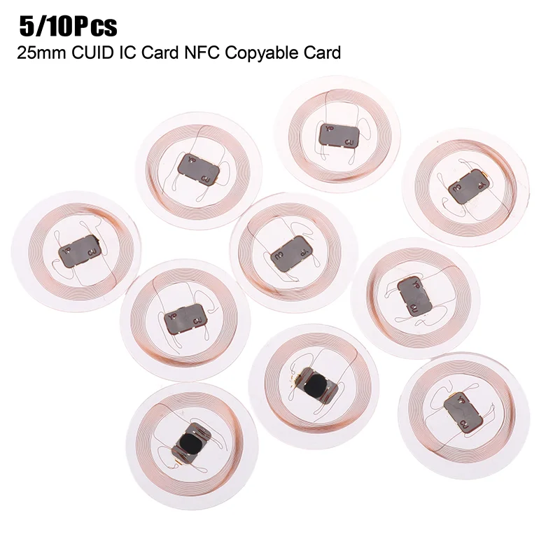 Rewritable NFC Coin Card 25mm (Super Thin) by CUID, 5/10 pack Transparent for Enhanced Access Control in Keyfobs Tags