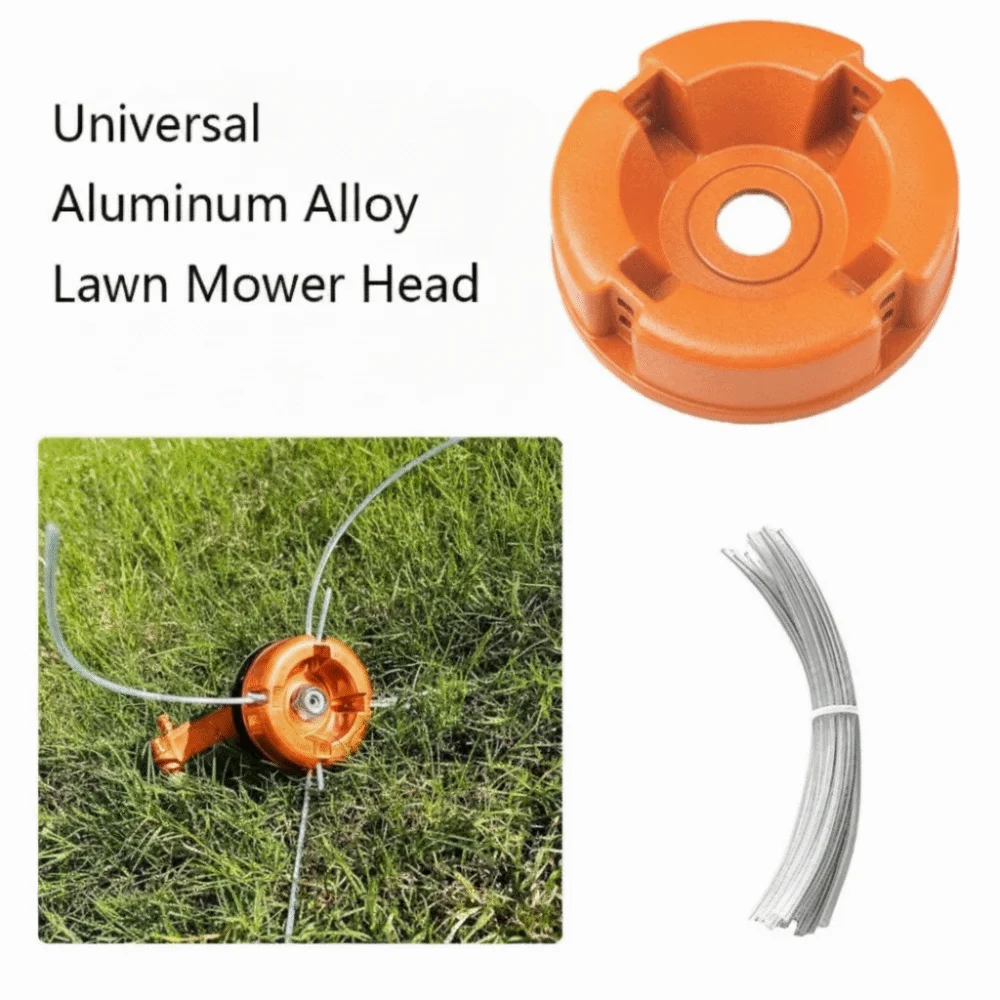 Nylon Steel Line Universal Lawn Mower Head Wire Rope Through Hole Aluminum Alloy Base Trimmer Replacement Head