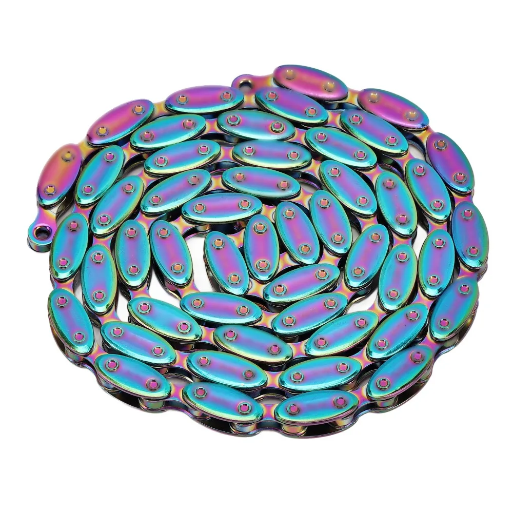 

Durable Rainbow Single Speed Bike Chain 100 Links Manganese Steel Fixed Gear Chain Rugby Cycling Chain Cycling Accessories