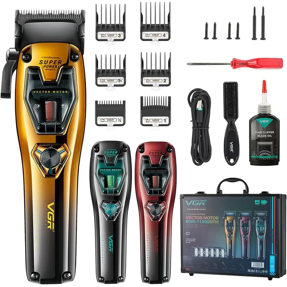 

Professional 11000 RPM High-Speed Cordless Hair Cutting Kit with Metal Body and DLC Blades, Includes Travel Case