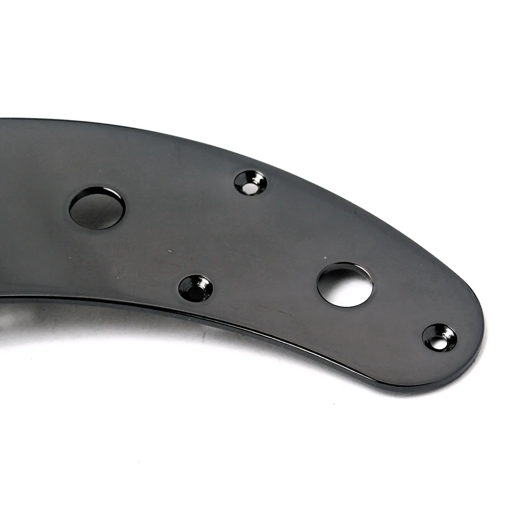 

10Mm Guitar Control Plate Replacement Bass Guitar Parts Accessories Metal Iron Plate Curved 4-Hole Black Easy Install No