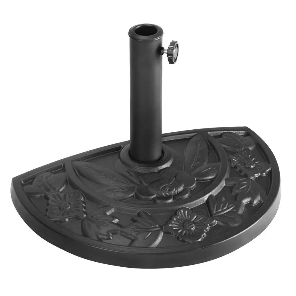 

20 lbs Half Round Patio Umbrella Base, 20 Half Umbrella Stand Weight, Flat Back SpaceSaving Design, Adjustable Knob, Fits 1.251
